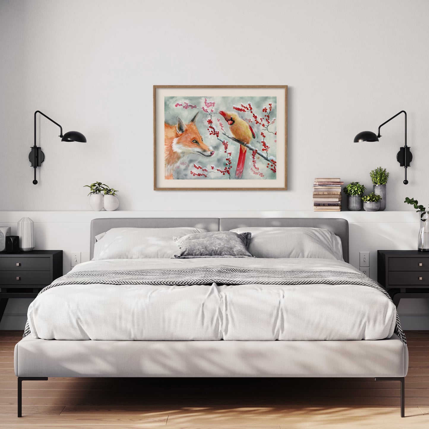 The Fox and the Lady Cardinal - Art Print