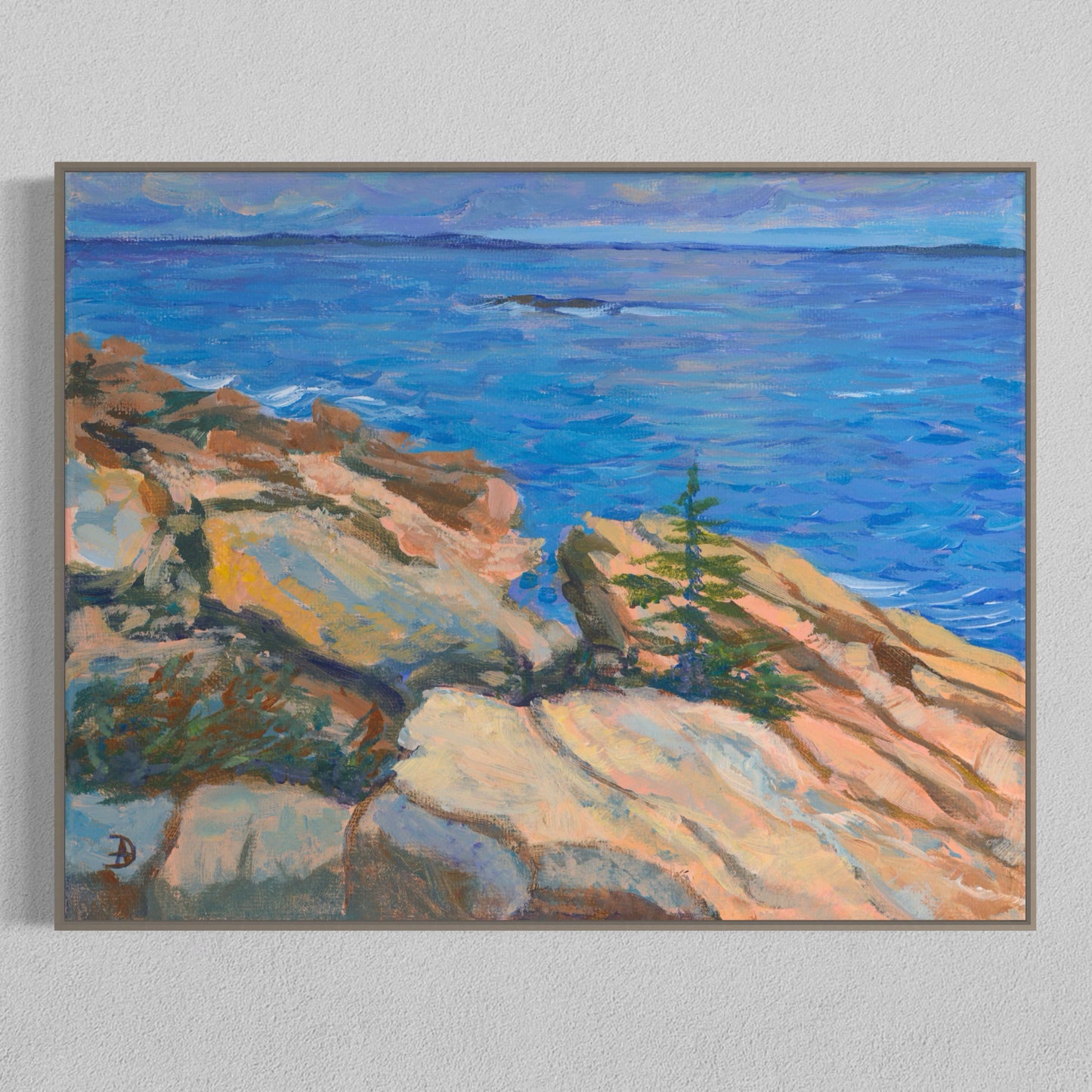 Seascape with sunny rocks and the Atlantic ocean at the Acadia National Park, by Andreea Dumez