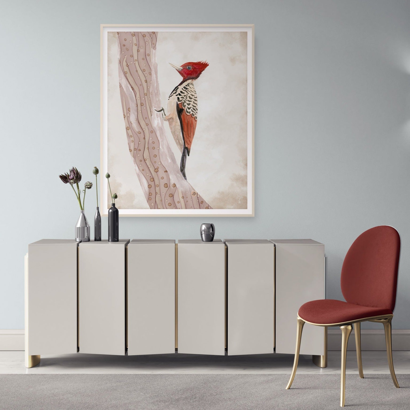 Kaempfer's Woodpecker - Giclee Art Print by Andreea Dumez