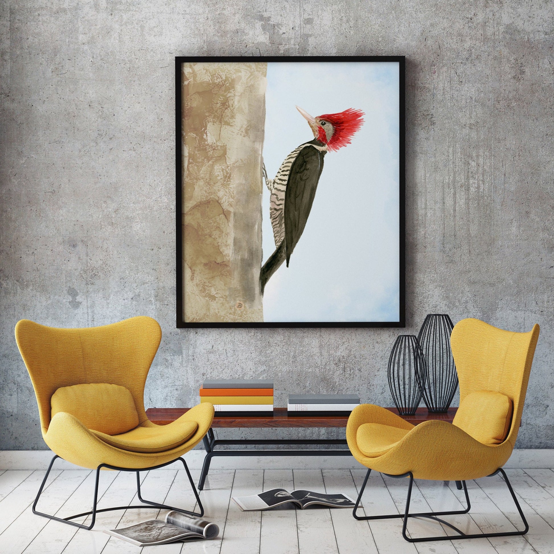 Helmeted woodpecker art print