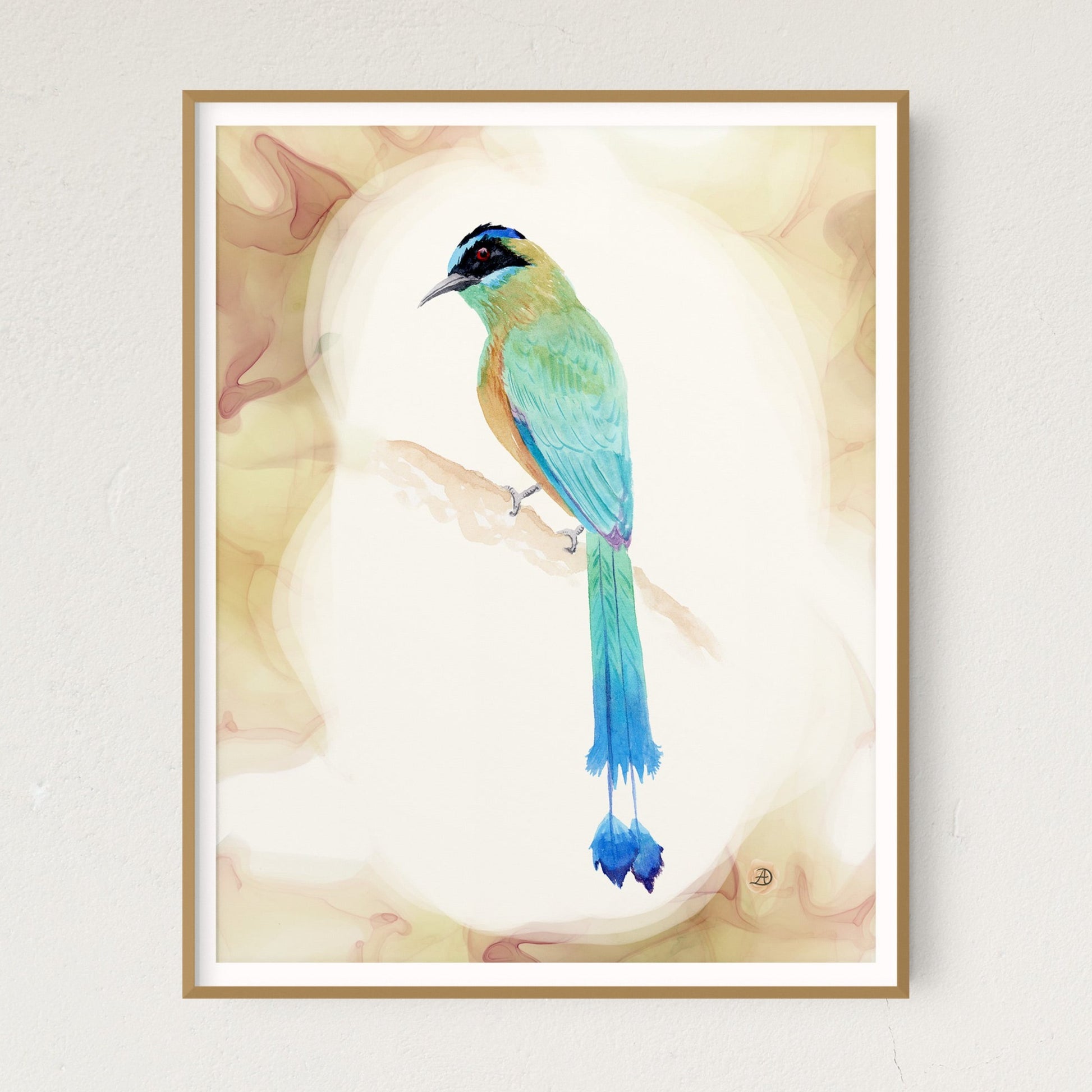 Amazonian Motmot Watercolor Art Print by Andreea Dumez