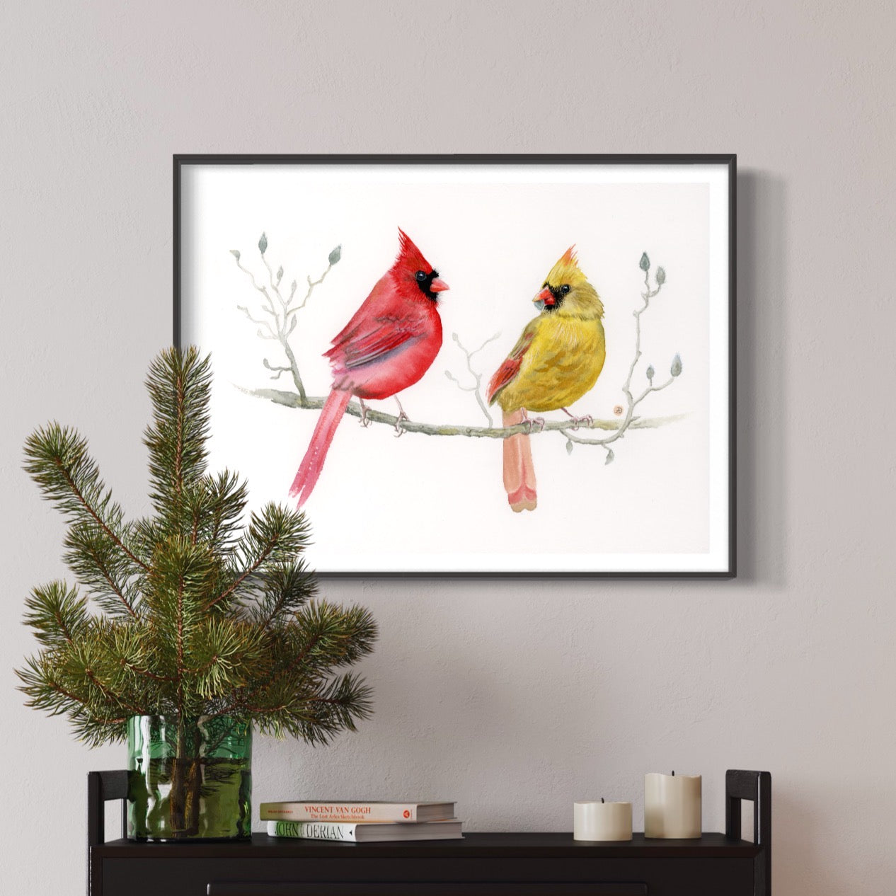 A Pair of Cardinals - Art Print