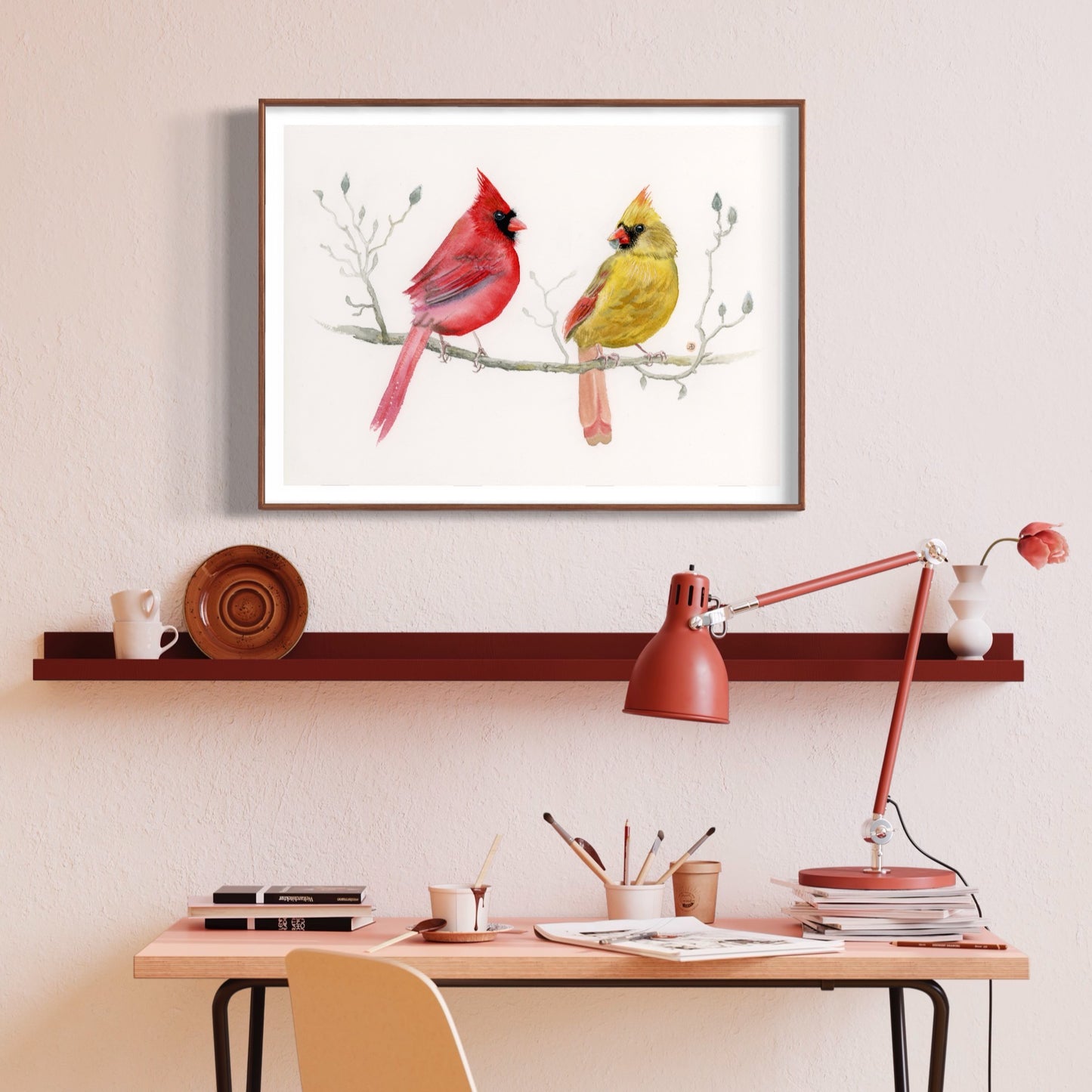 A Pair of Cardinals - Art Print