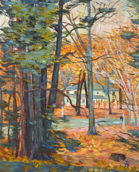 "Autumn in the Neighborhood" - Original Acrylic Painting on Canvas Panel