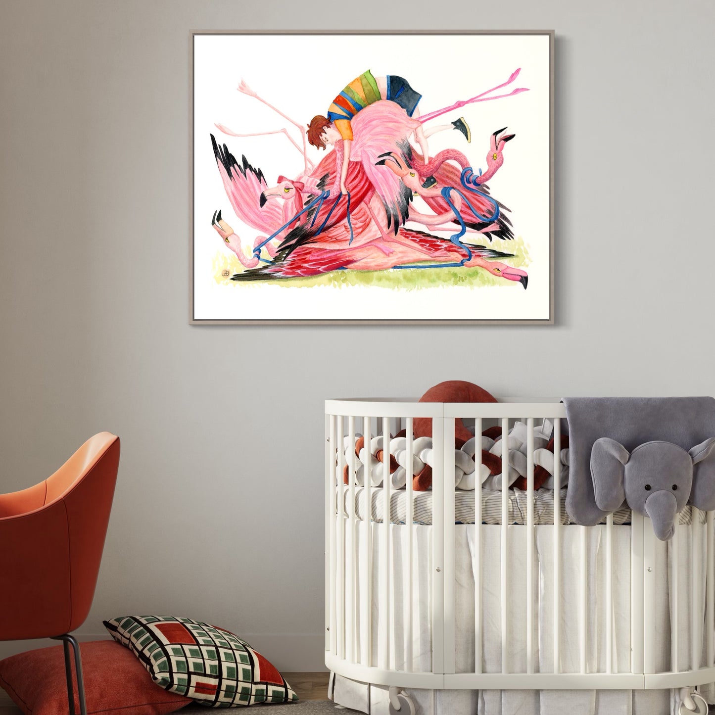 Funny Flamingo Pile - Art Print