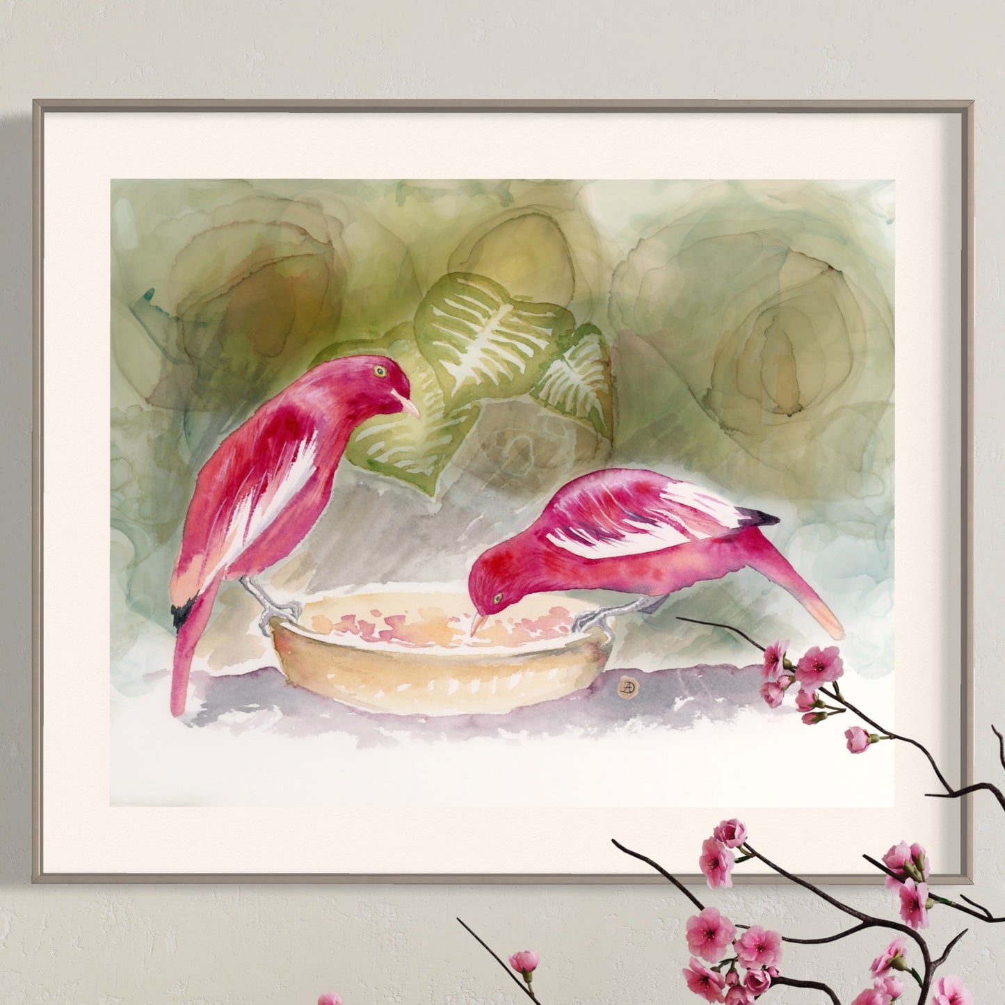 Pompadour Cotingas at the Bird Feeder - Art Print