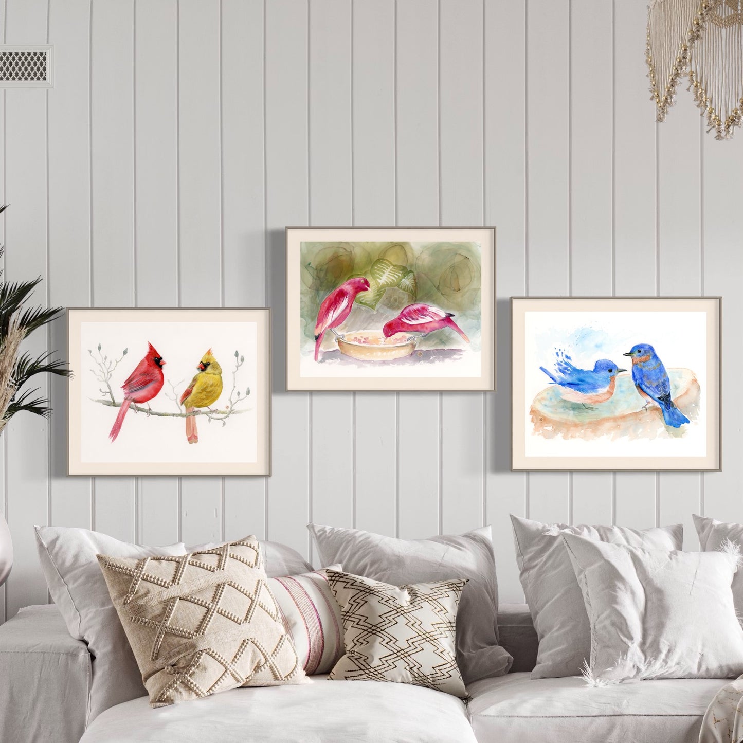 Cardinals, Bluebirds, Cotingas - Set of 3 Art Prints