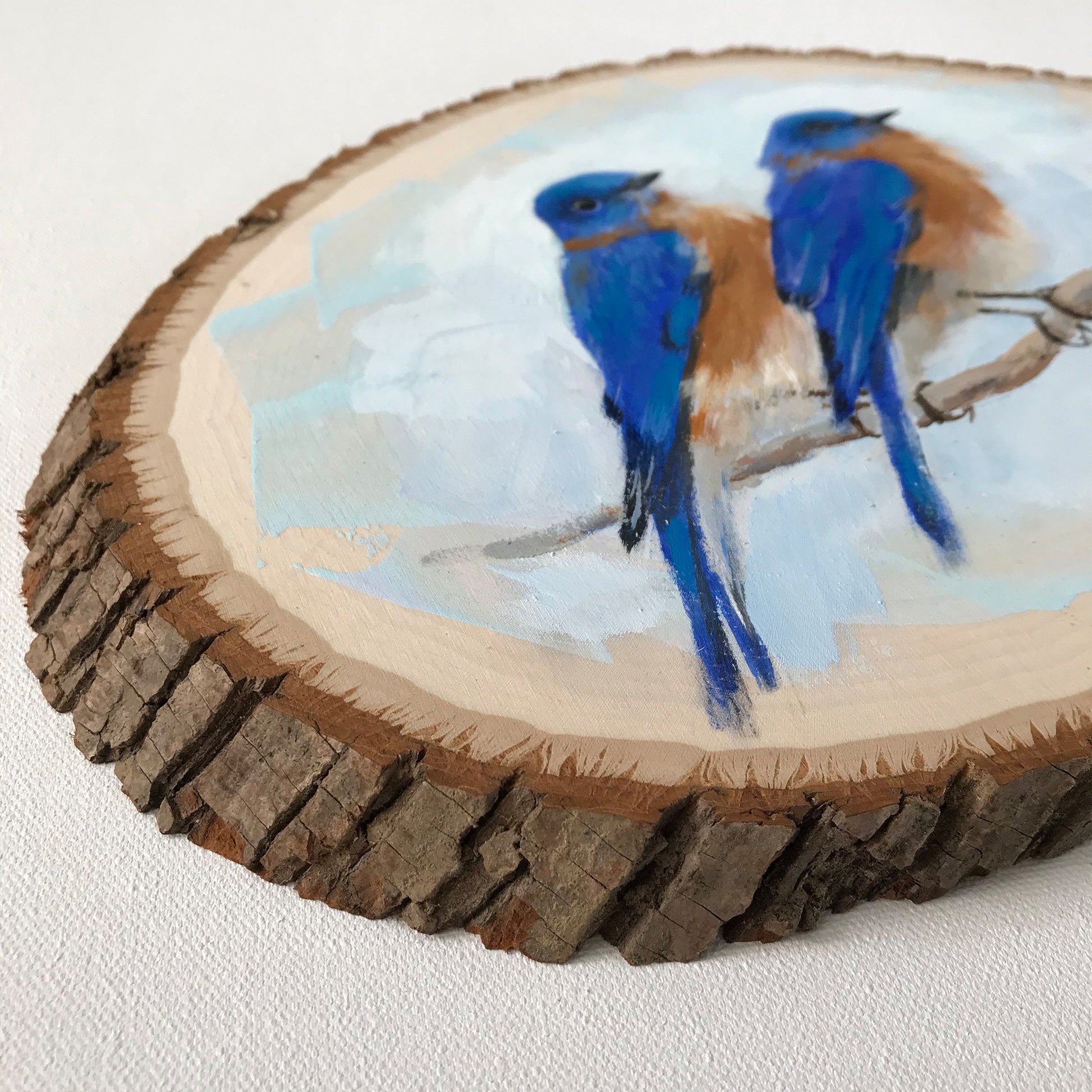 Detail of A Pair of Bluebirds - Original Acrylic Painting by Andreea Dumez