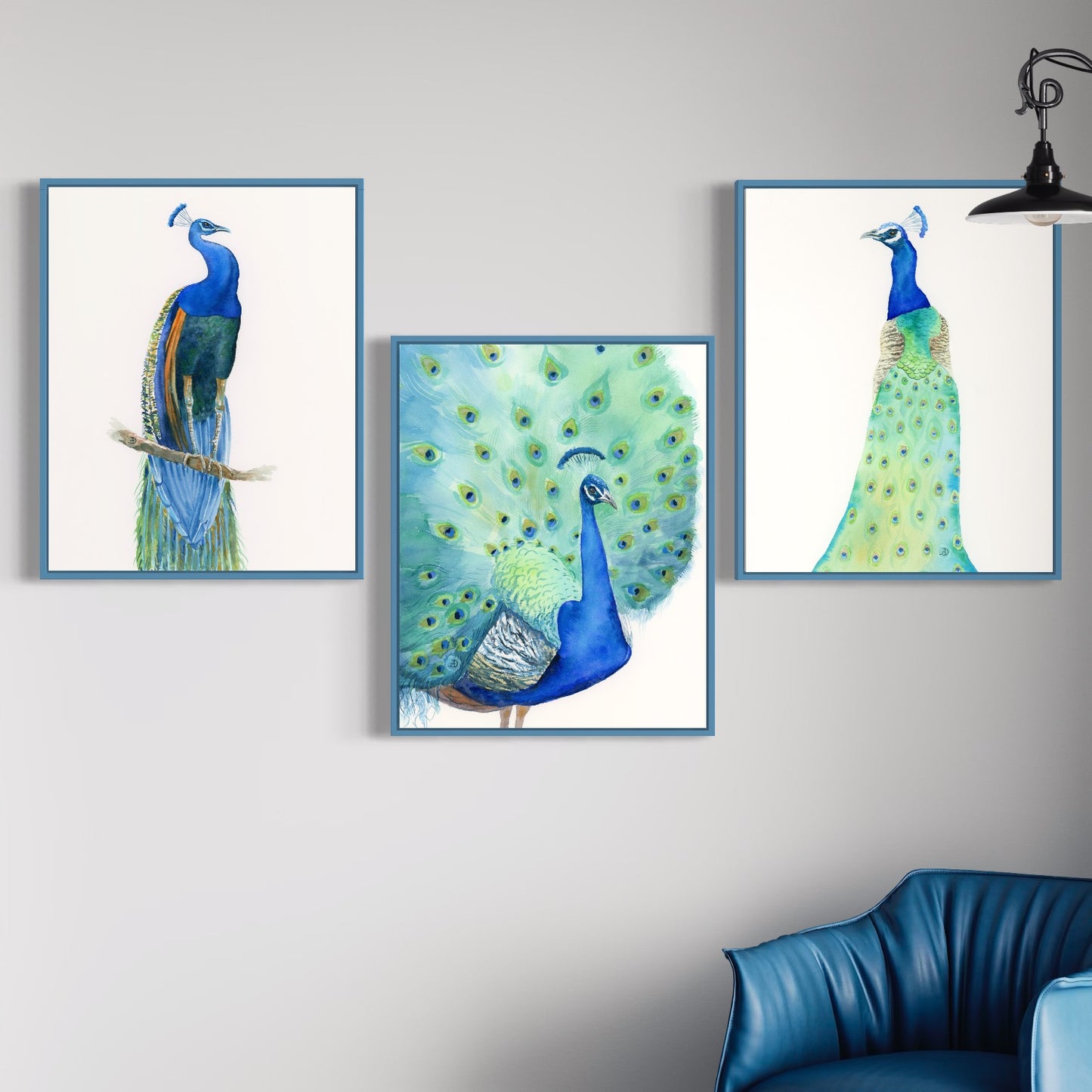 Peacocks - Set of 3 Art Prints