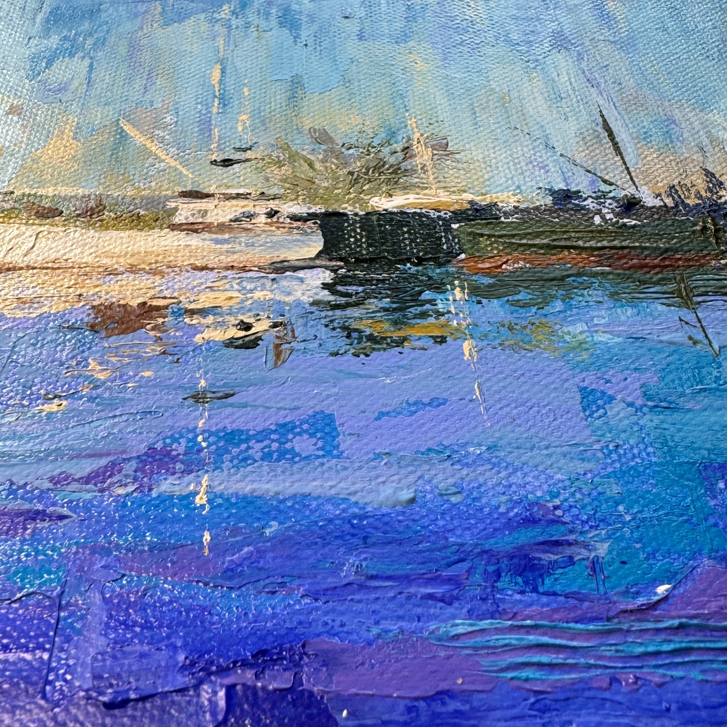 "Boats on Piscataqua River" - Original Acrylic Painting on Canvas