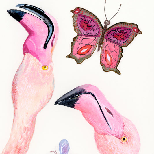Cheerful Flamingos - Art Print