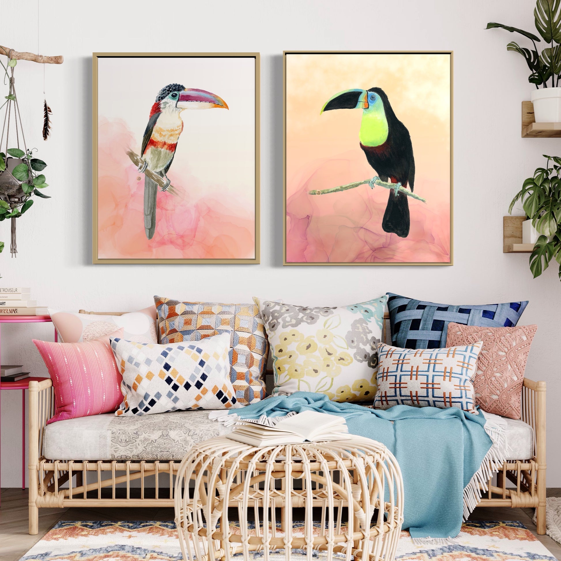 Curl-crested Aracari Tropical Toucan Bird, a Watercolor Art Print